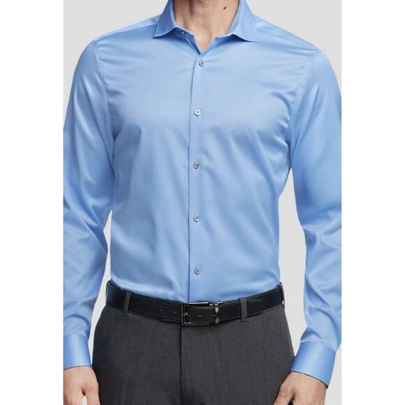 Calvin Klein Men’s Button Up Dress Shirt Size XL Blue Office Business Formal - Picture 1 of 7